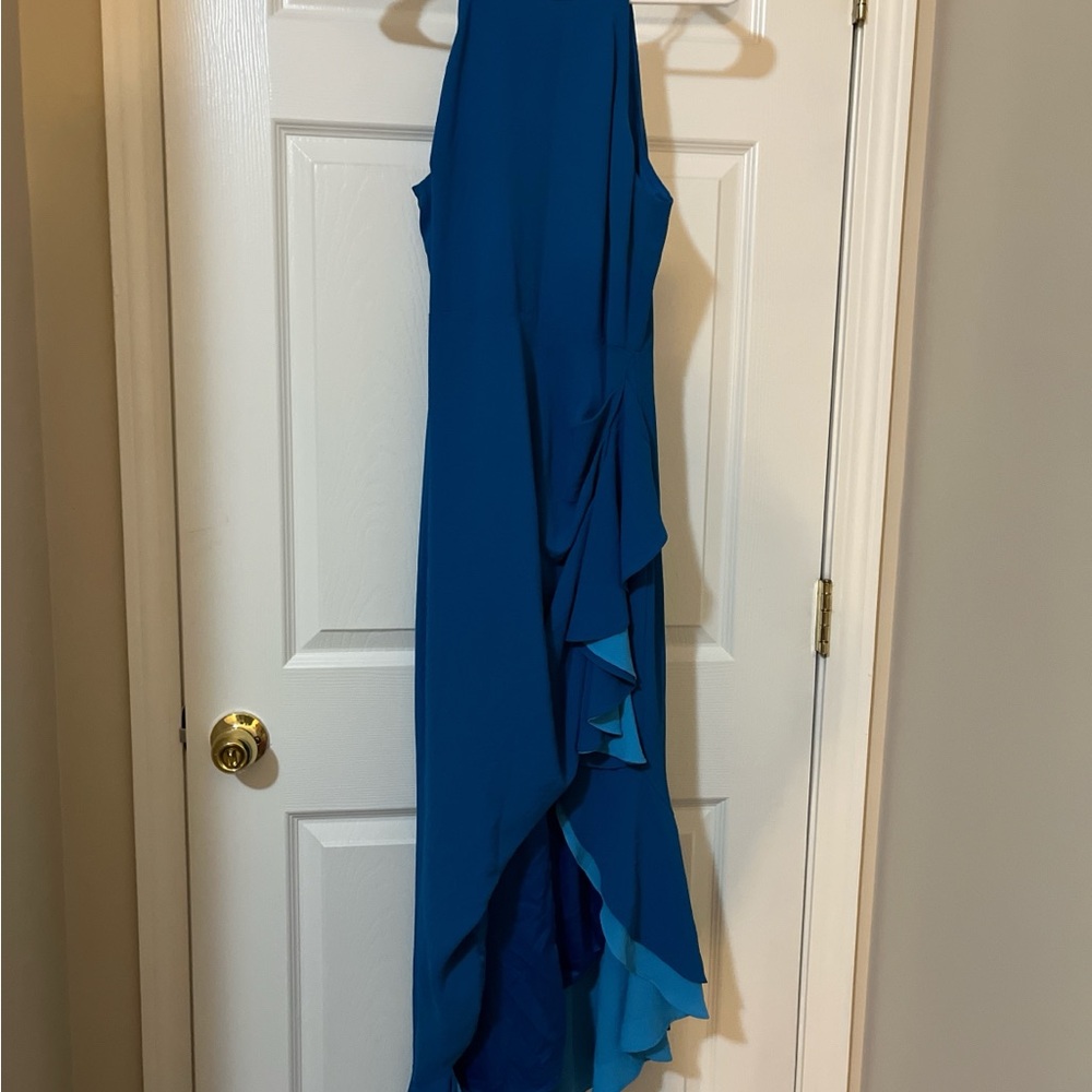 Badgley Mischka Asymmetrical Teal Dress